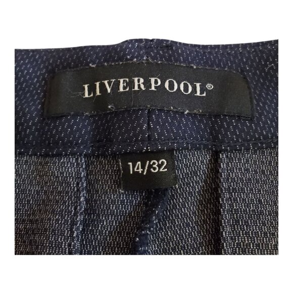 LIVERPOOL SZ 14/32 Navy Blue Comfort Stretch Woven Knit Trouser Pant - Picture 4 of 13